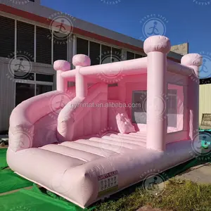 당 결혼식을 위한 비말 수영장 & 공 구덩이를 가진 활주 공기 파열 되bounce 집을 가진 보통 분홍색 결합 팽창식 뛰어오르는 성곽