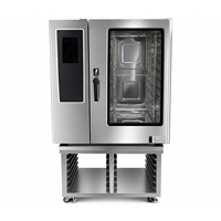 Horno Combinado Eléctrico de 6 Bandejas con Vaporera, Pantalla Táctil de 7 Pulgadas y Caldera para Hoteles, Carnes, Pan y Verduras