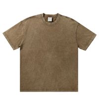 T-shirt en coton épais délavé pour homme, coupe ample, style rétro, tissu épaissi, tendance européenne et américaine, vêtement décontracté