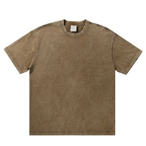 เสื้อยืดผ้าฝ้ายหนาน้ำหนักมากทรงหลวมสไตล์เรโทรสำหรับผู้ชาย ผ้าหนาแนวอเมริกันยุโรปทันสมัยสวมใส่สบายๆ - Product Image 1
