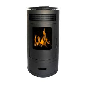 HeYing, limpieza automática cilíndrica de vidrio, chimenea de esquina de 12kw, estufa de <span class=keywords><strong>pellets</strong></span> de interior independiente - Product Image 1