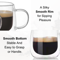 Mug en verre borosilicate à double paroi avec poignée, personnalisable avec logo, 300 ml, compatible micro-ondes et lave-vaisselle, transparent, classique, cadeau idéal pour le thé, vente chaude Xipan
