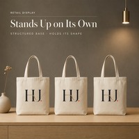 Sacs fourre-tout en toile de coton avec logo personnalisé, sacs d'épicerie, fond carré plat, poignées renforcées pour la vente au détail et l'usage quotidien