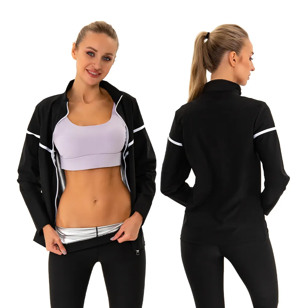 Women's violently sweat suit sports running fitness weight reduction fever wicking stand collar sports top