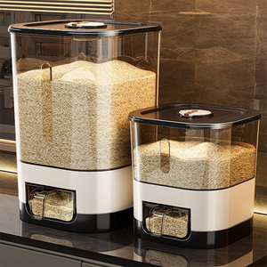 Dispenser Automatico di Riso con Finestra Trasparente, Contenitore per Cereali a Pressione di Grande Capacità con Timer e Design Anti-insetti - Product Image 1