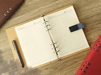 Nouvelles idées de produits : Agenda de luxe à couverture rigide avec boucle métallique multicolore, fermeture magnétique sécurisée spécialisée et porte-stylo pratique