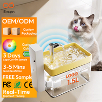 Fontaine à eau automatique pour animaux Elecpet 1,5 L avec capteur de niveau, pompe silencieuse 2500 mAh, transparente, sans fil, mini, pour chats