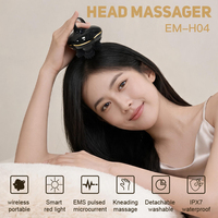 Masseur de cuir chevelu portable personnalisé avec logo, petit et maniable, avec lumière rouge intelligente, fonction de pétrissage EMS, étanche