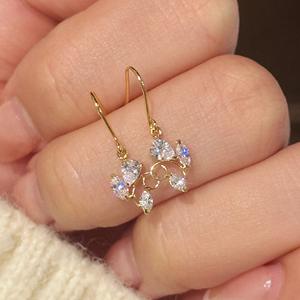 Boucles d'oreilles en argent pur S925, style palais, Feng Shui, diamant œil de cheval, élégantes, légères, de luxe japonais, petit pendentif, mode, pendantes - Product Image 1