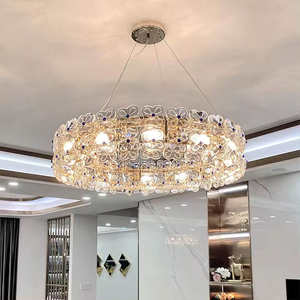 European Design Round <b>Hanging</b> Lamp <b>bar</b> Hotel <b>Home</b> Decorative Ceiling Crystal Flower Chandelier - Product Image 2