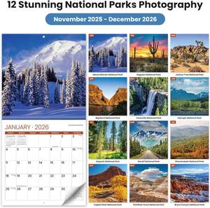 <span class=keywords><strong>2026</strong></span> Takvimi, Milli Parklar Aylık Duvar Takvimi <span class=keywords><strong>2026</strong></span>, Kasım 2025'ten Aralık <span class=keywords><strong>2026</strong></span>'ya Kadar Geçerli, Asılı Duvar Takvimi Açıldı - Product Image 5