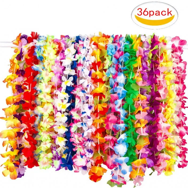 공장 직접 혼합 36pcs 팩 하와이 leis 훌라 꽃 목걸이