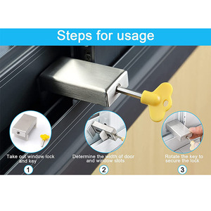 Điều chỉnh an ninh nhôm cửa sổ ổ khóa phím hoạt động dễ dàng cài đặt cho dọc & ngang trượt Windows & cửa ra vào - Product Image 4