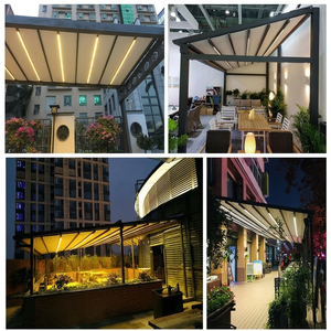 <span class=keywords><strong>Pergola</strong></span> <span class=keywords><strong>de</strong></span> luxe avec <span class=keywords><strong>toit</strong></span> rétractable en PVC, cadre en alliage d'aluminium, télécommande, auvent extérieur - Product Image 4