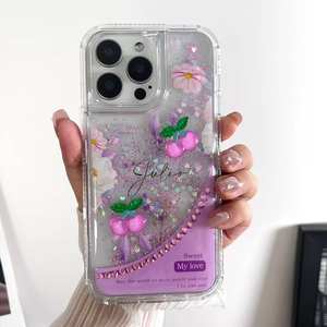 360 Glitter 3D cartone animato TPU custodia del telefono per PC custodie per <span class=keywords><strong>iPhone</strong></span> 15 <span class=keywords><strong>Pro</strong></span> <span class=keywords><strong>Max</strong></span> 14 13 <span class=keywords><strong>12</strong></span> 11 ragazza unica copertura del telefono - Product Image 2