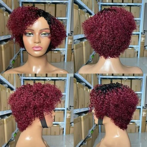 Perruque Courte Bouclée Noire Style Bob sans Dentelle Frontale pour Femmes, Tressée Pixie, Densité 180, Cheveux Brésiliens, Vente en Gros - Product Image 6