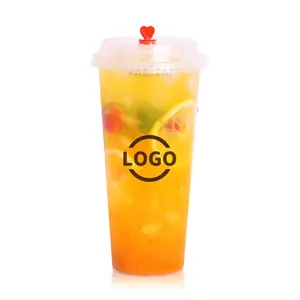 Custom Printed 500ml Plastic Injection PP Cup With Red Heart Stopper Lids