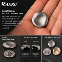 Boutons en métal SANKO, forme dôme, surface lisse, finition or et argent, pour manteau, blazer, costume, robe