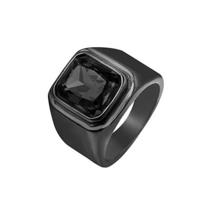 Fashion Punk Style Black Plated Emerald Ruby Gemstone <b>Ring</b> Jewelry <b>for</b> <b>Men</b> - Product Image 6