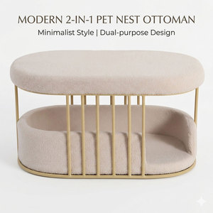 Cama para Mascotas de Doble Uso con Peluche Sintético, Cabina para Gatos con Varillas de Acero Resistentes, Cojín Acogedor para Dormir - Product Image 3