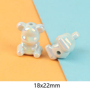 สินค้ามาใหม่ลูกปัดอะคริลิคพิมพ์ลายหมีแบบตรงไล่ระดับสีสำหรับทำเครื่องประดับ DIY โซ่และปากกาโทรศัพท์มือถือ - Product Image 3