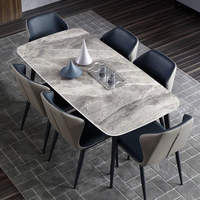 Ensemble de table et de chaises de salle à manger modernes de luxe en bambou et dalle de roche, meubles de restaurant et d'hôtel pour usage domestique