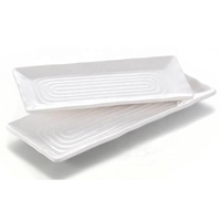 Restaurant Vaisselle Snack Servant Japandi Événement 8 Pouces Incassable Blanc Rectangle Mélamine Sushi Assiette À Dîner