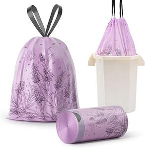 Bolsas de Basura Huamaohengchun de 4 Galones con Cordón, Coloridas, con Estampado de Lavanda, Resistentes a Desgarros, Material LDPE, Paquete de 50 - Product Image 6