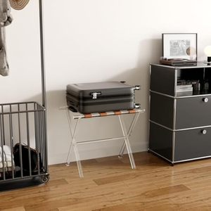 Wholesale Custom Foldable Acrylic Suitcase Luggage Stand Rack with Leather Straps - Product Image 5