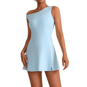 ชุดออกกำลังกายอัดจีบสำหรับผู้หญิงชุดเล่นกอล์ฟโปโลแบบมีกางเกงขาสั้นในตัวหลังกลวง - Product Image 1