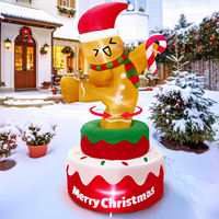 Homme en pain d'épices gonflable dansant pour Noël, décoration de Noël, décoration gonflable pour Noël et Nouvel An, lumière LED