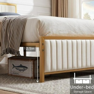 Cadre de lit en métal incurvé moderne Twin XL avec rangement, sommier pour matelas simple, idéal pour hôtels et auberges - Product Image 5