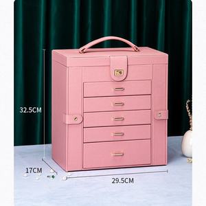 PU Leather 6 Tier 5 Drawer Jewelry <b>Box</b> <b>Large</b> Capacity Multifunctional Portable Jewelry Display Organizer Cabinet Rotatable - Product Image 3