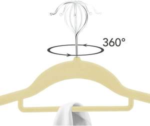 Оптовая продажа, толстая вешалка для одежды для взрослых, вешалка для одежды, нескользящая, бежевый, желтый, бархатный и тканевый костюм, вешалка для одежды для гардероба - Product Image 2