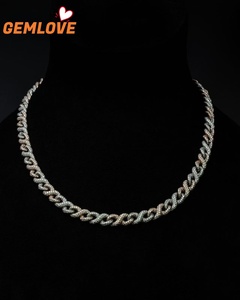 Collar de Cadena Cubana para Hombre al por Mayor, Chapado en Oro de 14K con Diamantes, Accesorios de Joyería Hip Hop - Product Image 1