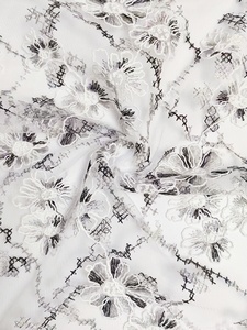 Hiện Đại Phẳng Thêu Vải Tuyn Ren Vải Đen Trắng Bạc Cho Đám Cưới Sang Trọng Dresses Evening Gowns Dệt Kim Thoáng Khí - Product Image 3