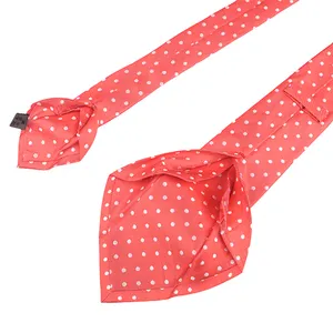 Rot individuelle Herren Polka-Punkte Halsband Gewebe Jacquard Siebenfaltige Seidenbänder