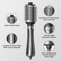 Set Spazzola ad Aria Calda 5 in 1, 1200W, Asciugacapelli Ionico Volumizzante, Arricciacapelli Rotante, Piastra Lisciante con Protezione Anti-Scottatura