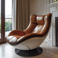 Chaise de canapé simple design haut de gamme moderne moyen ancien en cuir salon balcon décontracté paresseux couché