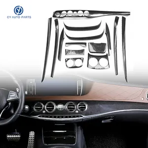 Embellecedor Interior de fibra de carbono seco W222, embellecedor para salpicadero, cubierta para consola, interiores de puerta para Mercedes Benz W222 S Class Sedan