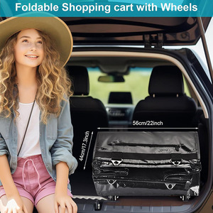 Sac d'épicerie réutilisable sur roulettes avec poteau de soutien Grand sac fourre-tout roulant Sacs à provisions étanches avec couvercle à glissière - Product Image 6