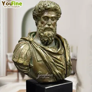 Vida personalizada tamanho Casted figura cabeça escultura Marcus Aurelius Bronze homem busto estátua