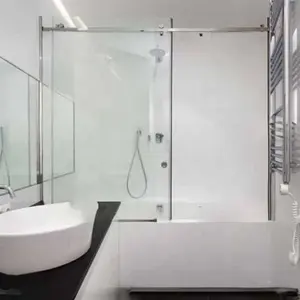 Высококачественная гостиничная домашняя ванная комната из закаленного стекла из нержавеющей стали, раздвижная бескаркасная душевая дверь