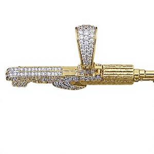 Colgante de Moissanita Color Oro, Chapado en Plata, Estilo Hip Hop Iluminado, Accesorio de Moda Unisex para Fiesta - Product Image 2
