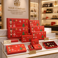 Boîte cadeau de Noël rouge premium, emballage rigide en carton personnalisé pour emballage de bijoux de luxe
