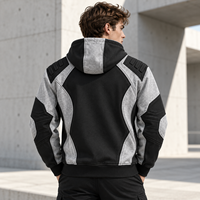 Sweat à capuche zippé personnalisé en molleton de coton, color block, panneau incurvé, veste à capuche entièrement zippée pour homme, streetwear
