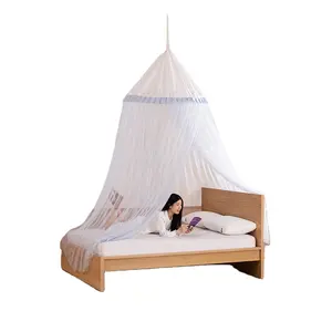 梅多加豪华浪漫儿童卧室圆床檐篷双人床圆形悬挂蚊帐