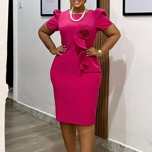 เดรสทำงานทรงดินสอ รุ่น D571 สำหรับผู้หญิง ปี 2026 แบบใหม่ ทรงเข้ารูป แขนสั้น แต่งระบายชายกระโปรง ลายดอกไม้ เหมาะสำหรับใส่ทำงาน - Product Image 1