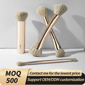 Juego de <span class=keywords><strong>Brochas</strong></span> de Maquillaje de Aluminio Color Oro Rosa de Tendencia 2026 con <span class=keywords><strong>Brochas</strong></span> Planas y de Abanico, Pelo Vegano Suave, Brocha Kabuki, Logotipo Privado - Product Image 2