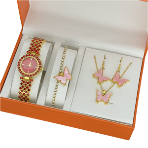 Wholesale Ladies' Quartz <strong>Watch</strong> butterfly Necklace Bracelet Earrings Accessory 5 PCS Fashion Gifts Jewelry <strong>Set</strong> for <strong>Women</strong> - Product Image 5